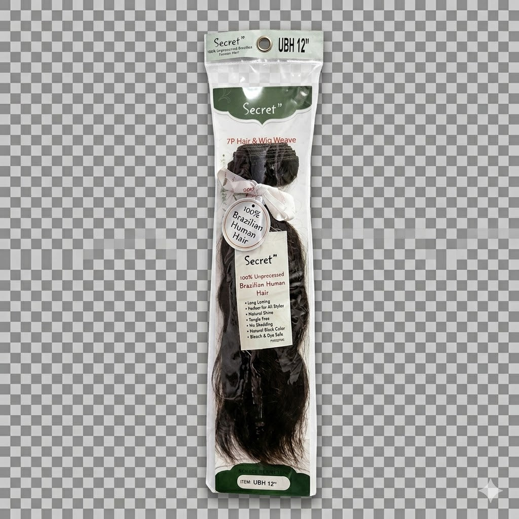 ✨ Extensiones Secret Brazilian Straight 12” – Cabello Humano Natural Black (Bulk Hair) ✨