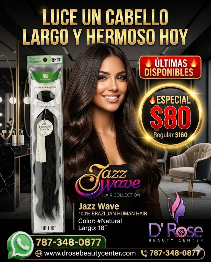 ✨ Extensiones Brazilian Straight UBH 18” – Cabello Humano Natural Black (Bulk Hair) ✨