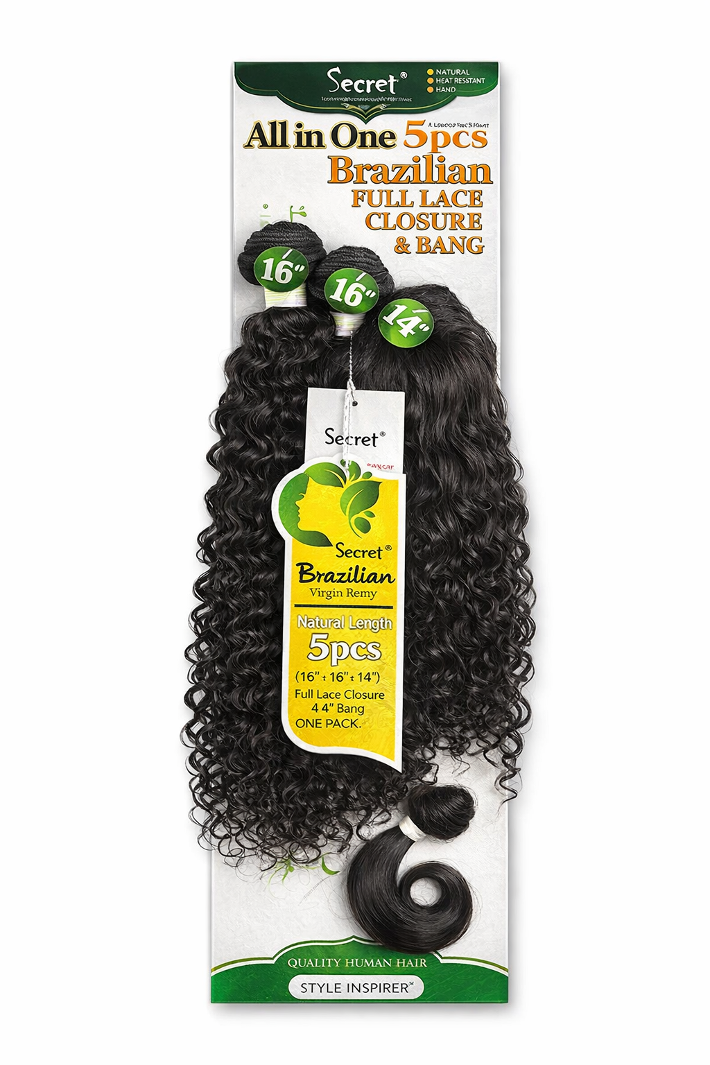 ✨ Extensiones Secret Brazilian All in One 5pcs Deep Wave – Cabello Humano Natural (14”-18”) ✨