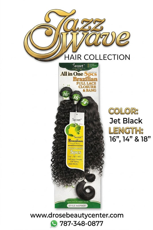 ✨ Extensiones Secret Brazilian All in One 5pcs Deep Wave – Cabello Humano Natural (14”-18”) ✨