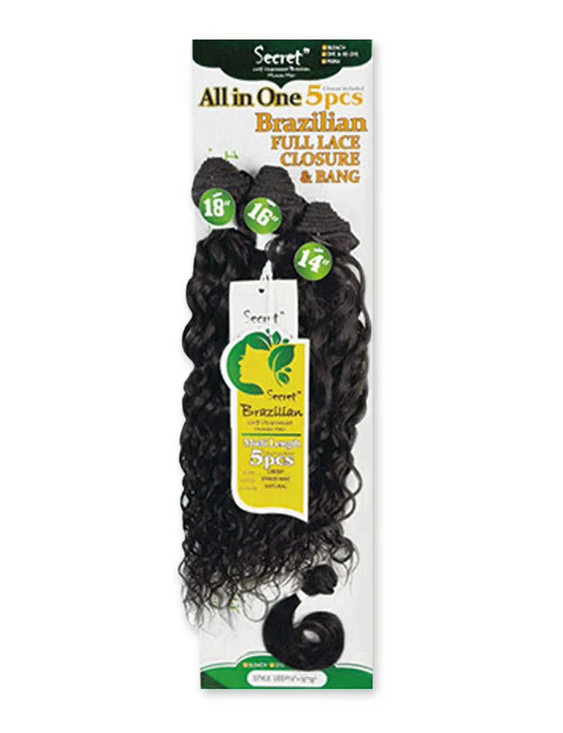 ✨ Extensiones Secret Brazilian All in One 5pcs Jerry Curl – Cabello Humano Natural (14”-18”) ✨