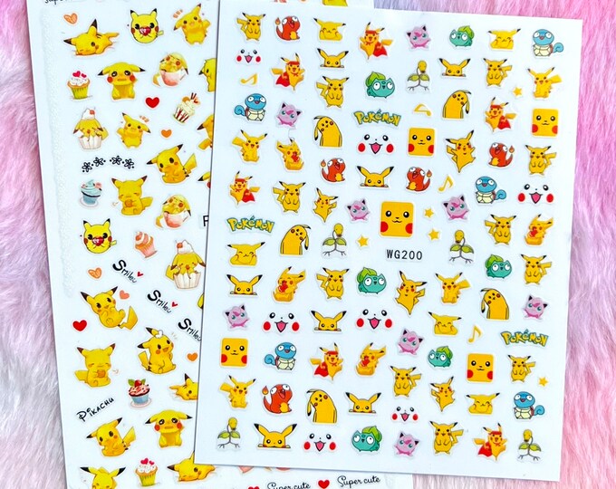 Pop Finger 3D Design Nail Stickers WG200 – Personajes Coloridos