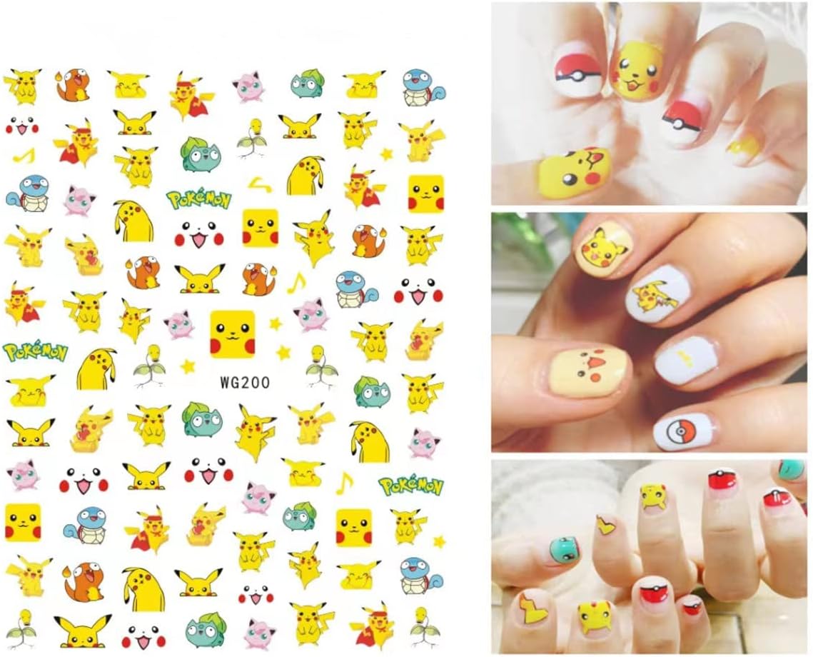 Pop Finger 3D Design Nail Stickers WG200 – Personajes Coloridos