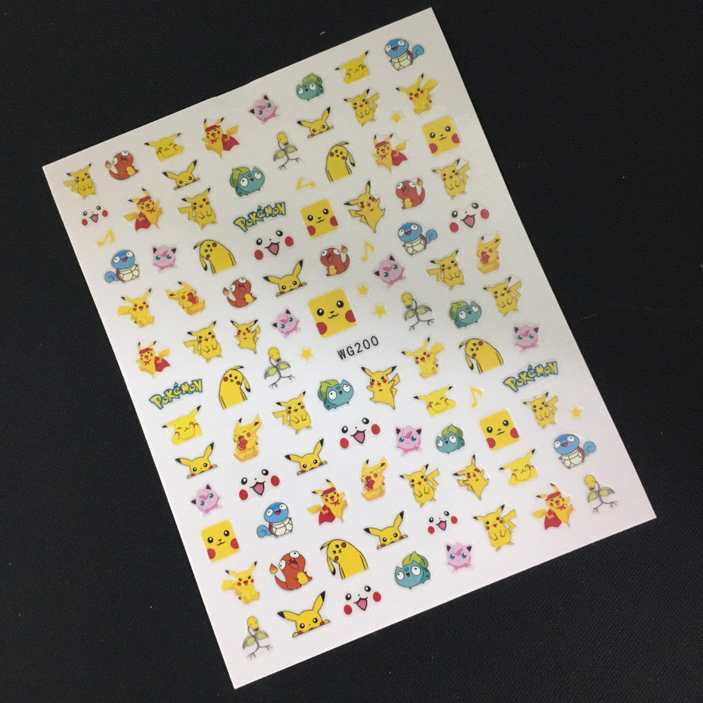 Pop Finger 3D Design Nail Stickers WG200 – Personajes Coloridos