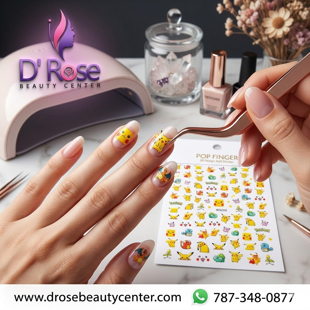 Pop Finger 3D Design Nail Stickers WG200 – Personajes Coloridos