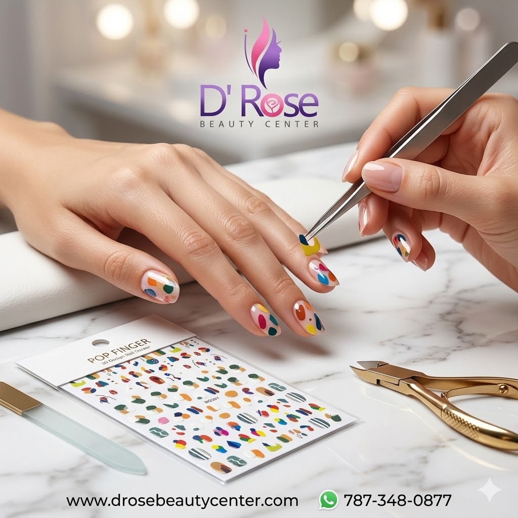 Pop Finger 3D Design Nail Stickers WG261 – Diseños Abstractos Multicolor
