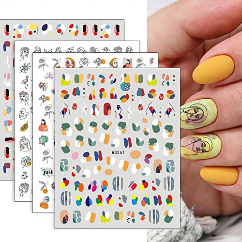 Pop Finger 3D Design Nail Stickers WG261 – Diseños Abstractos Multicolor