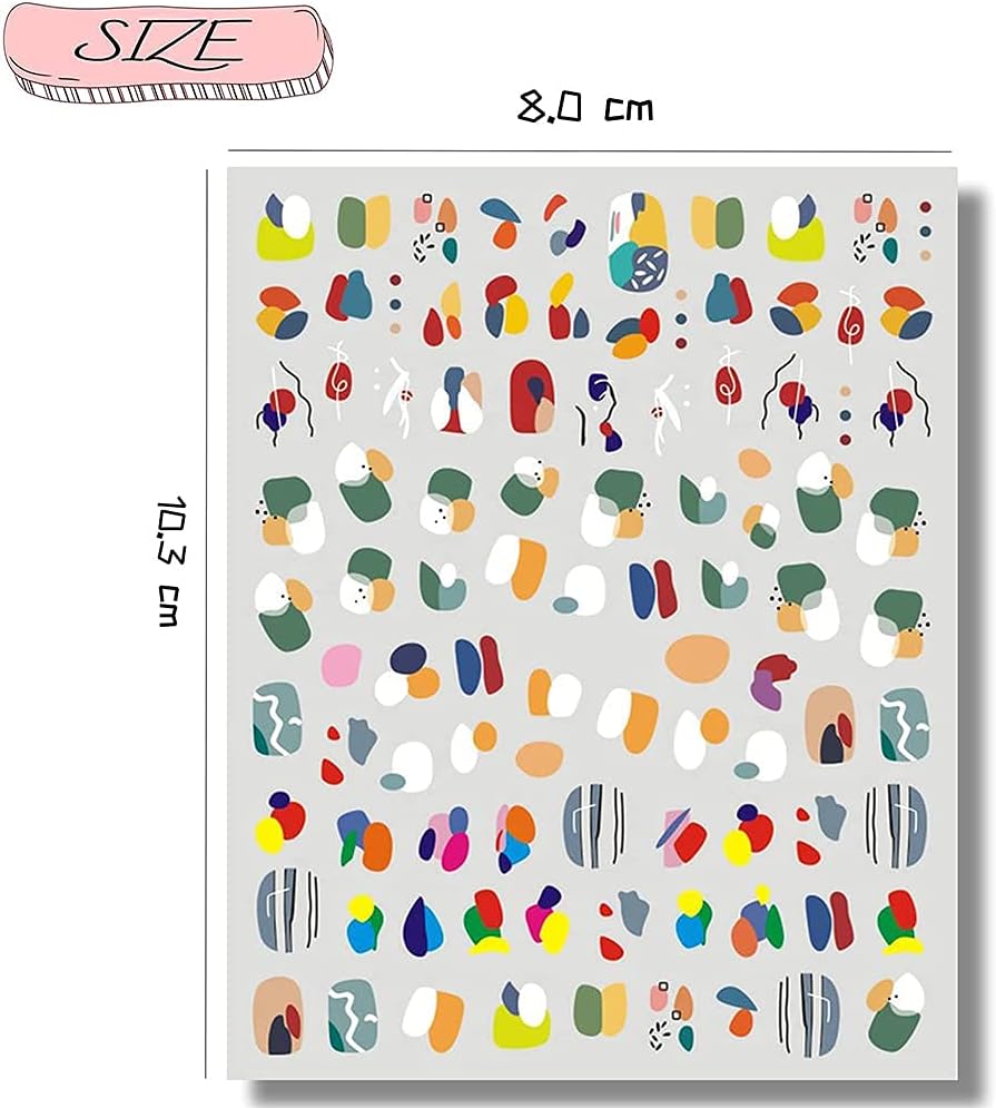 Pop Finger 3D Design Nail Stickers WG261 – Diseños Abstractos Multicolor