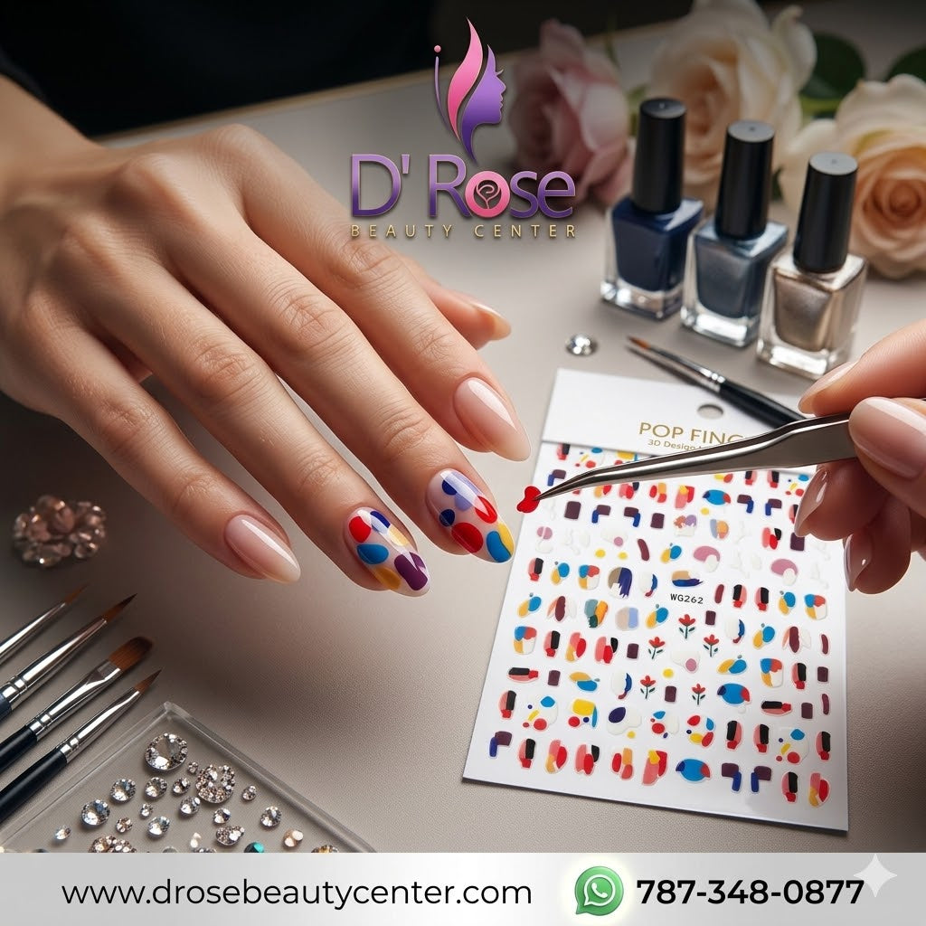 Pop Finger 3D Design Nail Stickers WG262 – Diseños Abstractos Multicolores