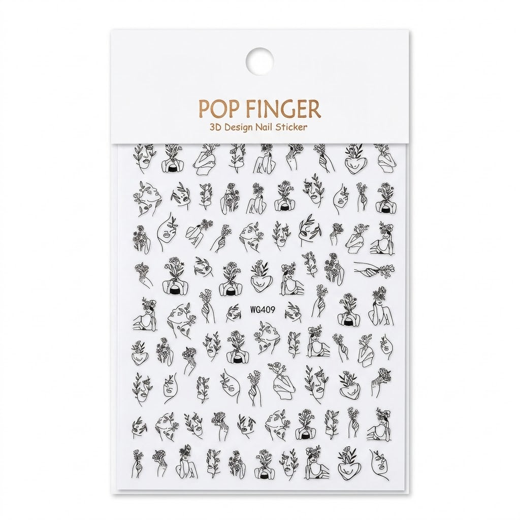 Pop Finger 3D Design Nail Stickers WG409