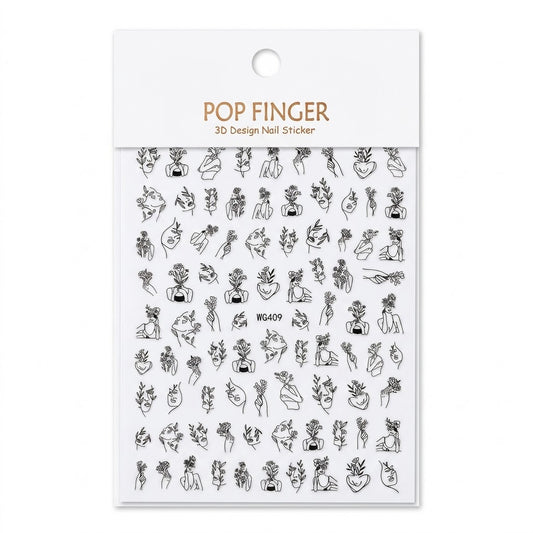 Pop Finger 3D Design Nail Stickers WG409