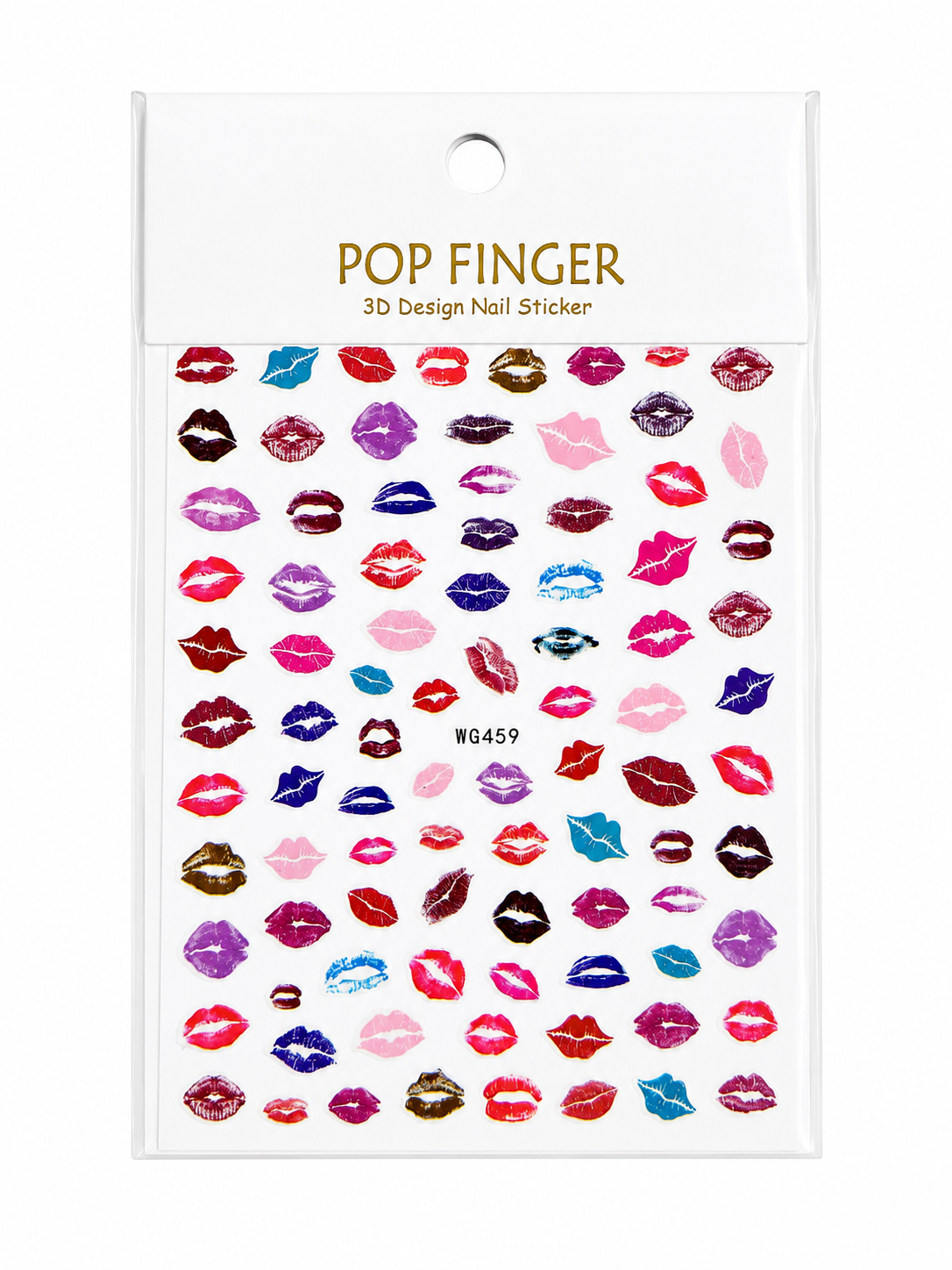 Pop Finger 3D Design Nail Stickers WG459 – Labios Multicolores