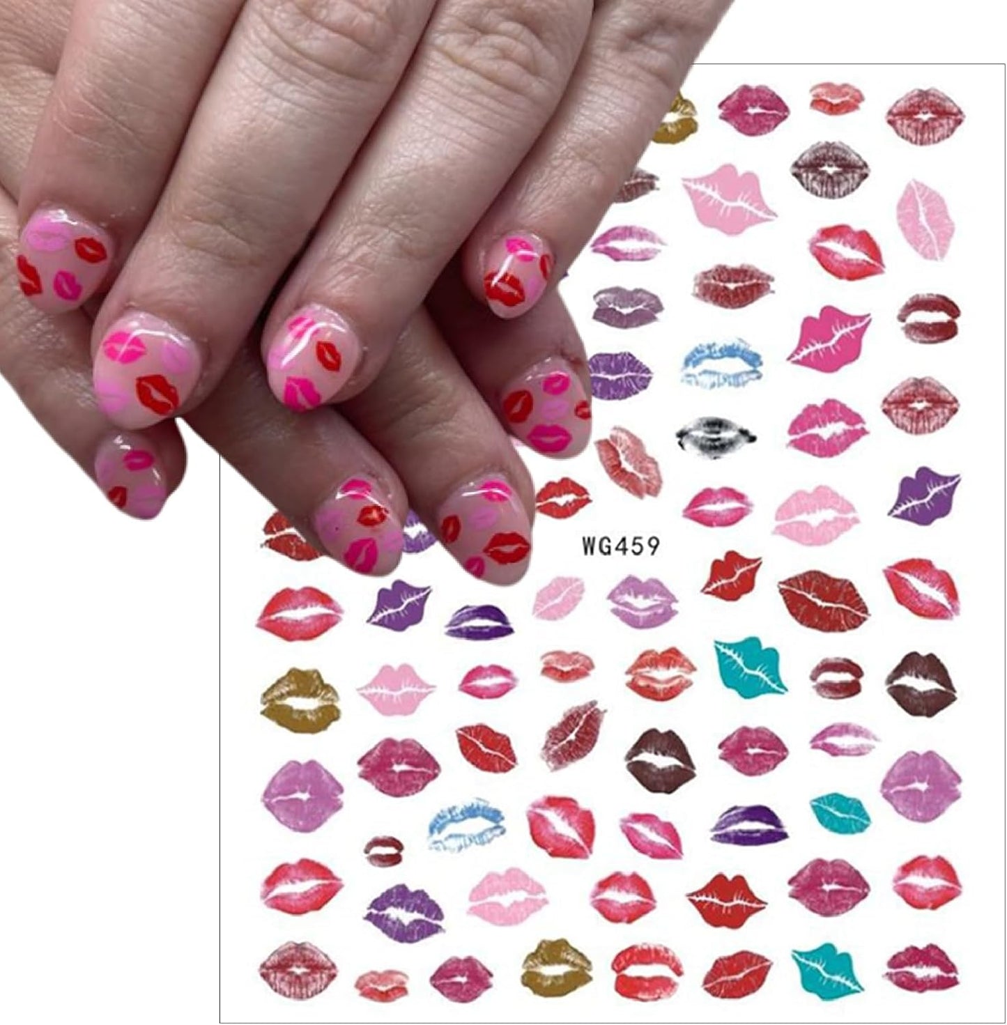 Pop Finger 3D Design Nail Stickers WG459 – Labios Multicolores