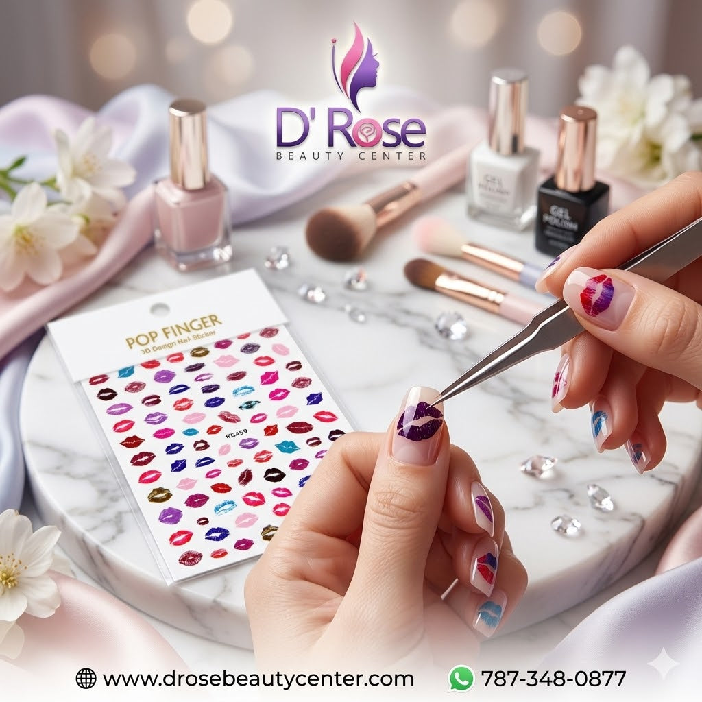 Pop Finger 3D Design Nail Stickers WG459 – Labios Multicolores