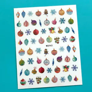 Pop Finger 3D Nail Stickers WG943 – Esferas, Copos y Adornos Navideños