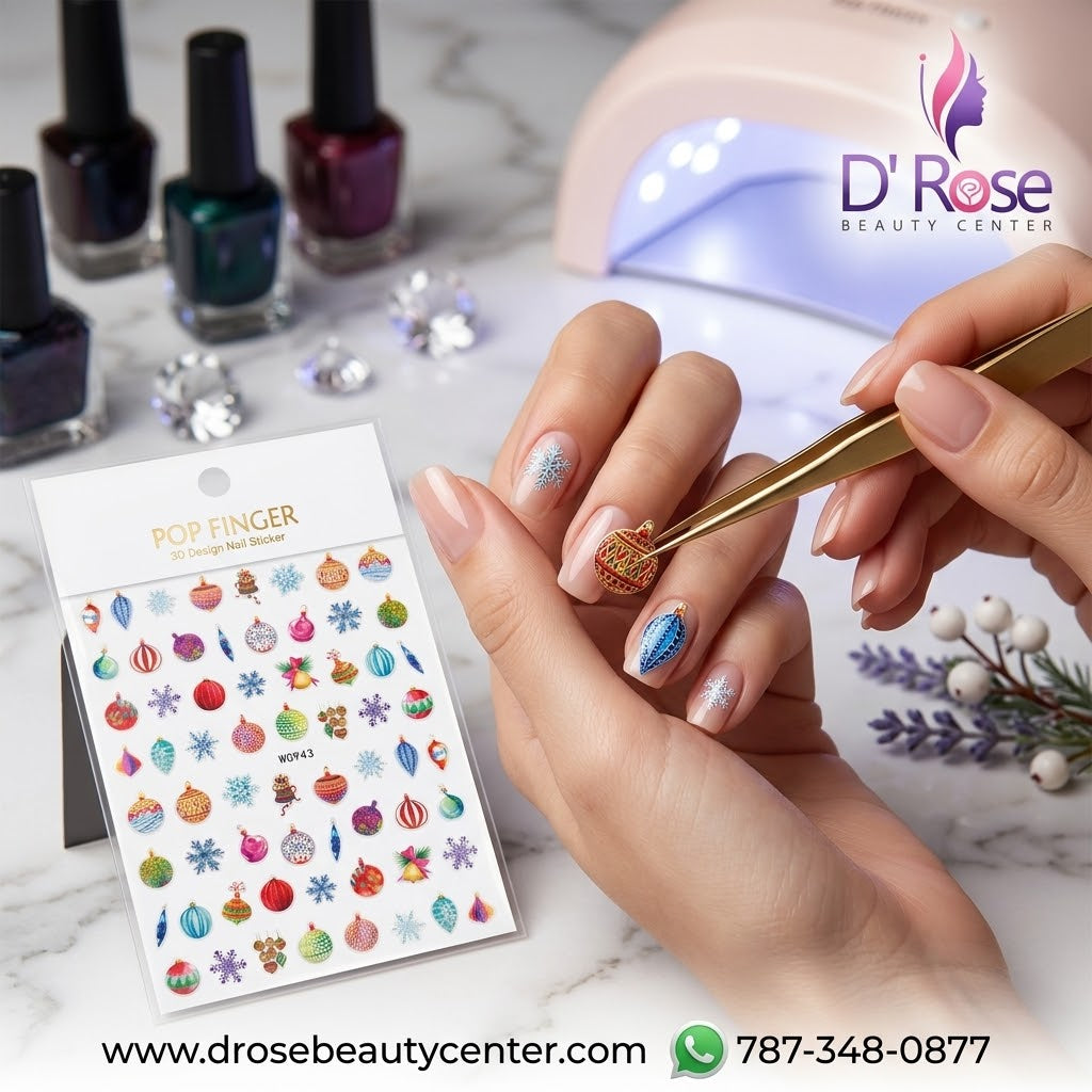 Pop Finger 3D Nail Stickers WG943 – Esferas, Copos y Adornos Navideños