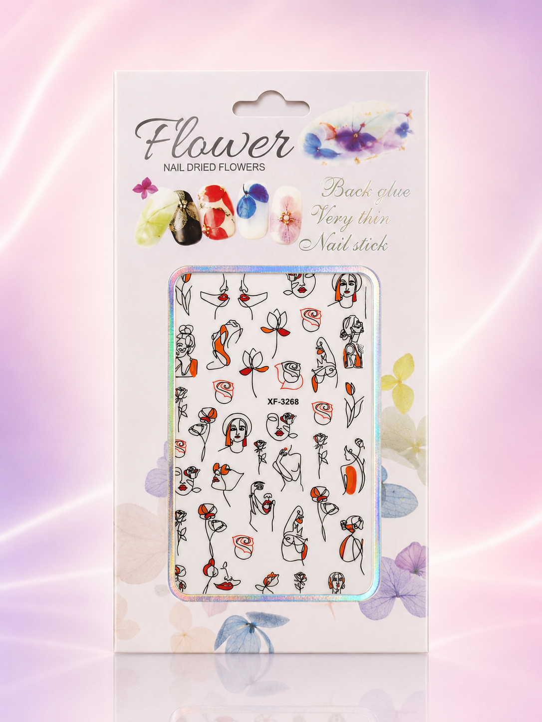 Flower Nail Stickers XF-3268 – Rostros, Siluetas y Arte Lineal para Uñas
