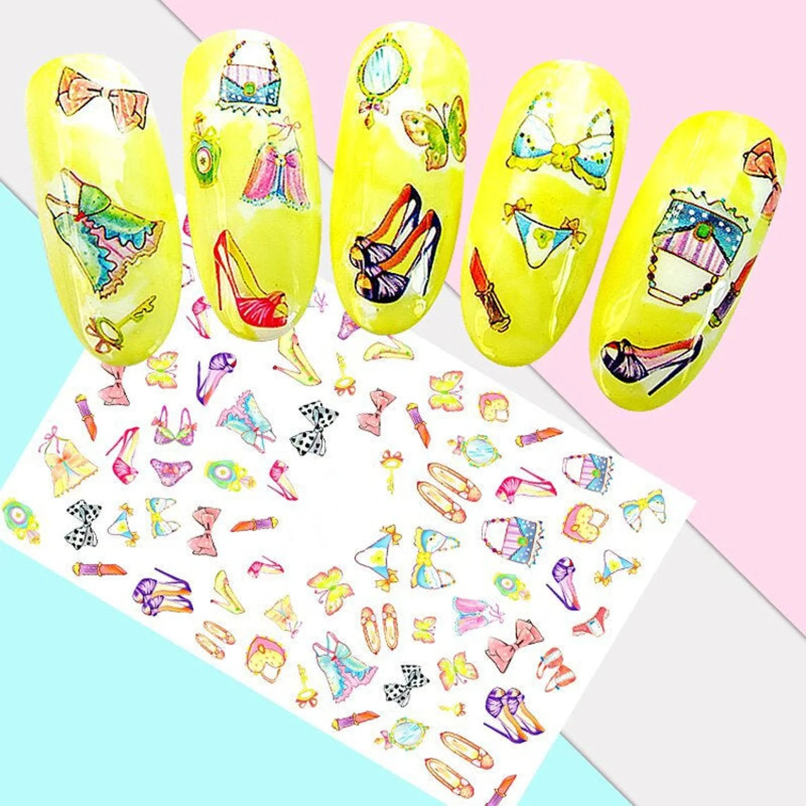 Flower Nail Stickers XF3031 – Zapatos, Lazos y Accesorios Fashion para Uñas