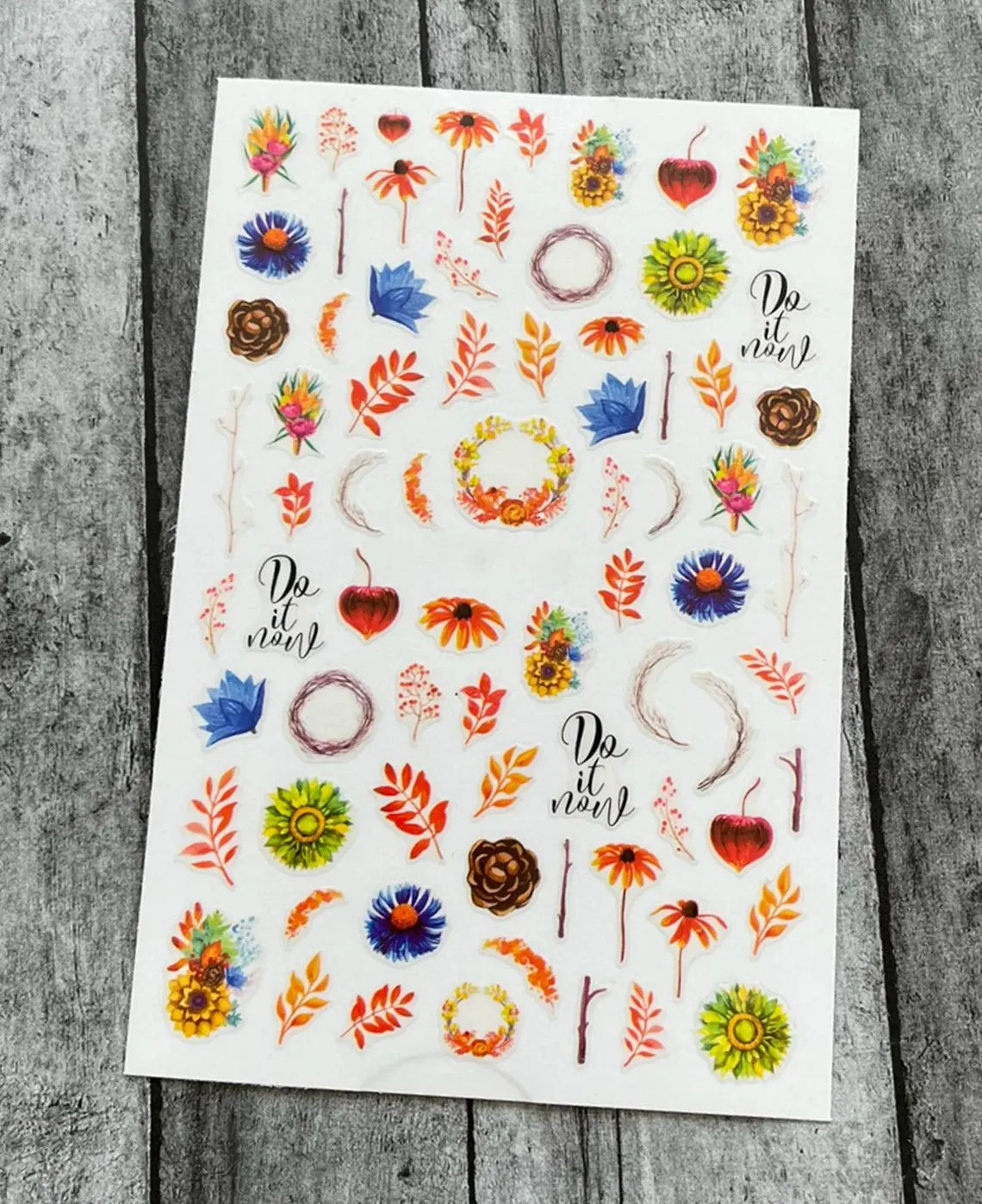 Flower Nail Stickers XF3405 – Flores, Hojas y Diseños de Otoño para Uñas