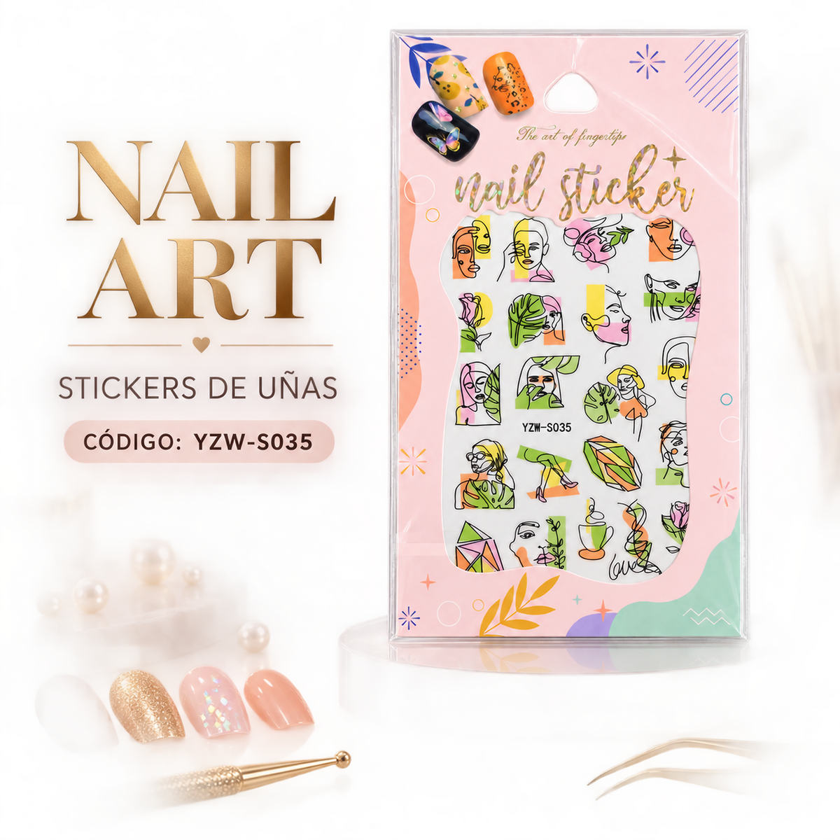 Stickers de Uñas Nail Art Diseños Artísticos YZW-S035