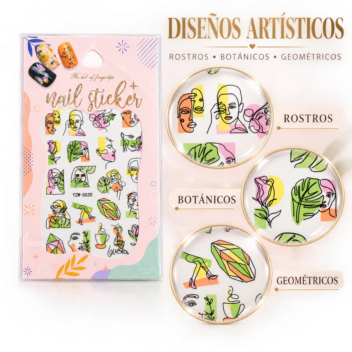 Stickers de Uñas Nail Art Diseños Artísticos YZW-S035
