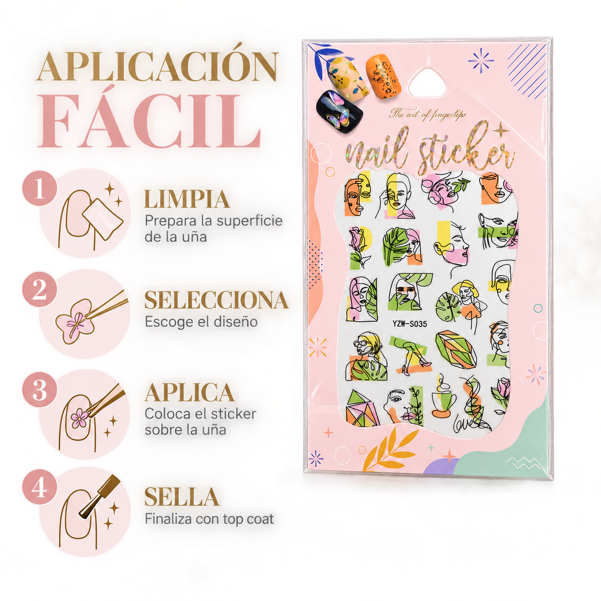 Stickers de Uñas Nail Art Diseños Artísticos YZW-S035