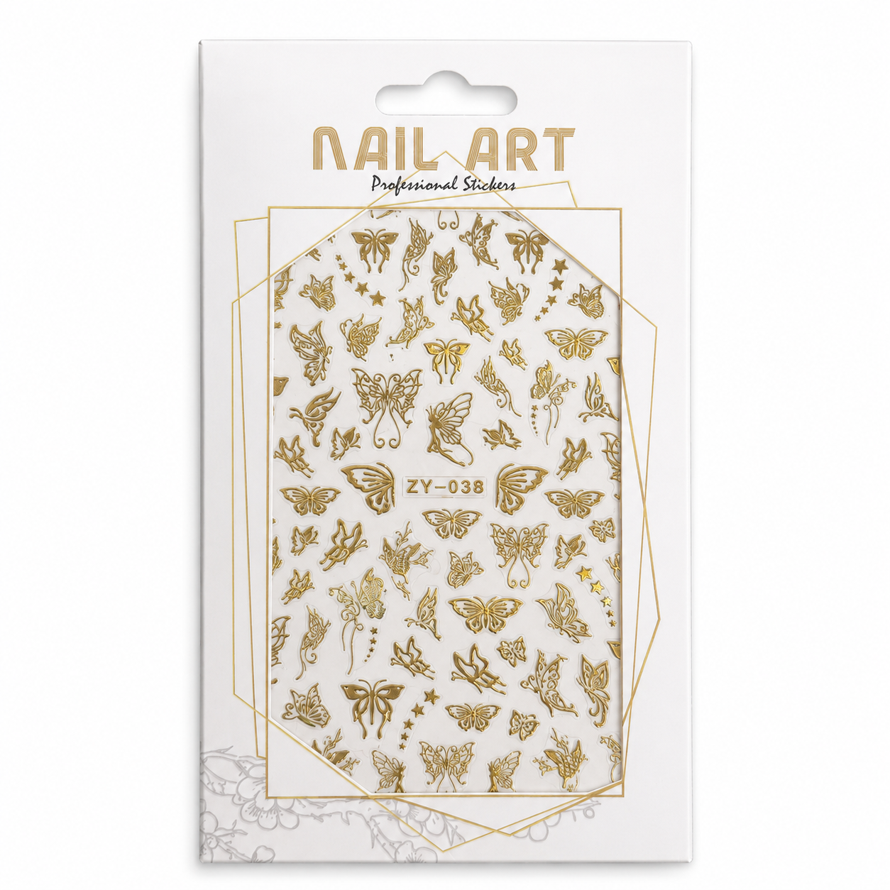 Nail Art Professional Stickers ZY-038 – Mariposas Doradas para Uñas