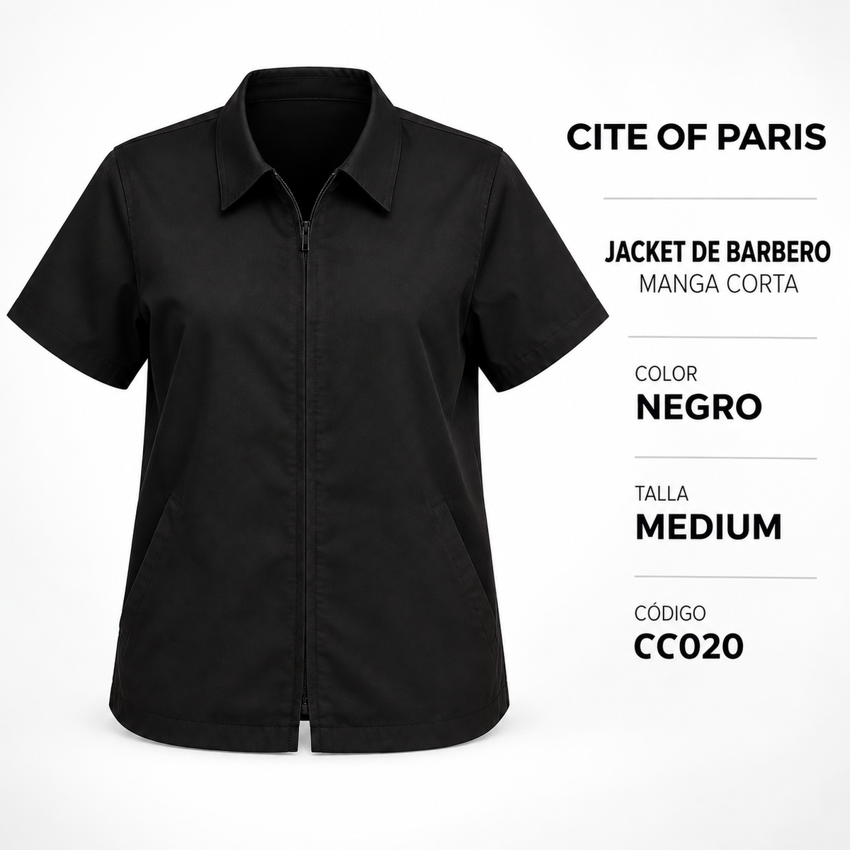 CITE OF PARIS Jacket Profesional de Barbero Negro Medium – CC020