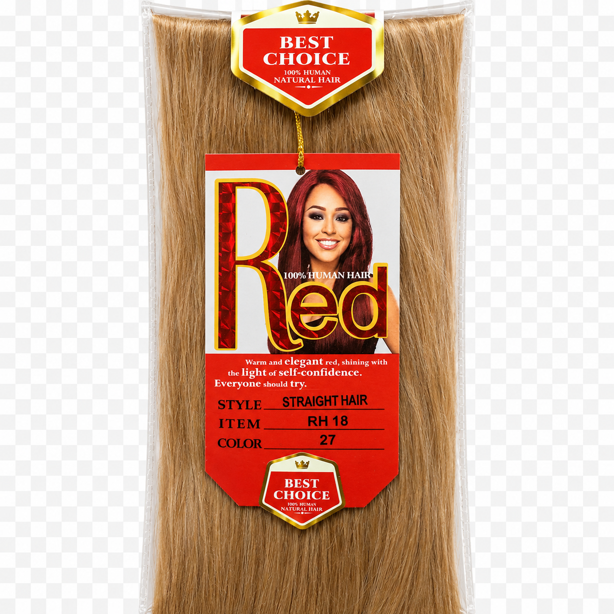 Red 100% Human Hair Straight Hair Color #27 18"