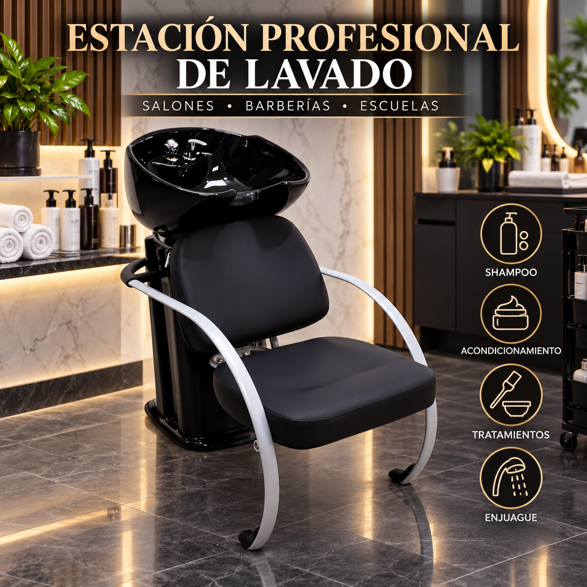 Beauty Style Lavacabeza Bianca Profesional con Tina Negra – 2580319