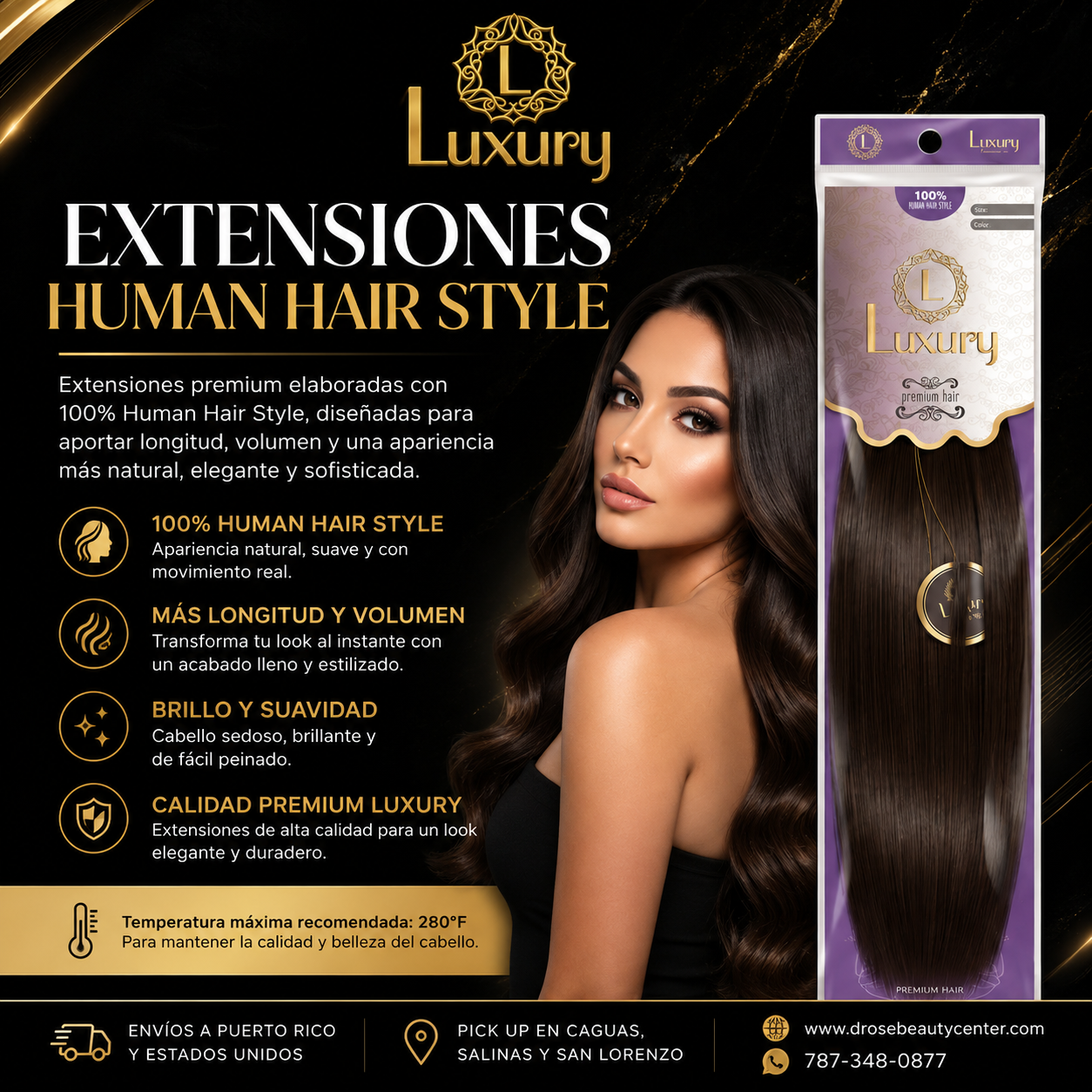 Luxury 100% Human Hair Style Extensión de Cabello Color 4AS 24"