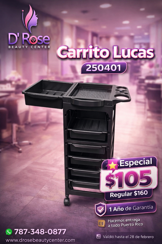 🖤✨ Carrito Auxiliar Profesional Lucas Beauty Style 2500401 – Organización Premium para Salón y Estética