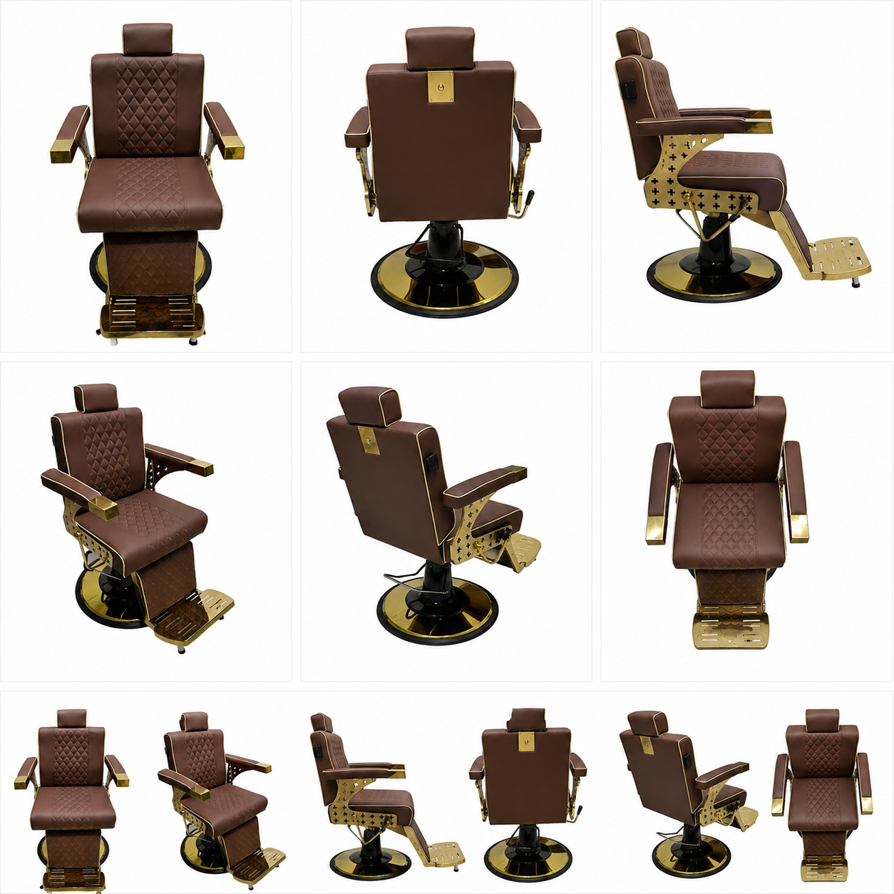 Beauty Style Silla Efraín Reclinable Marrón con Detalles Dorados 2550392