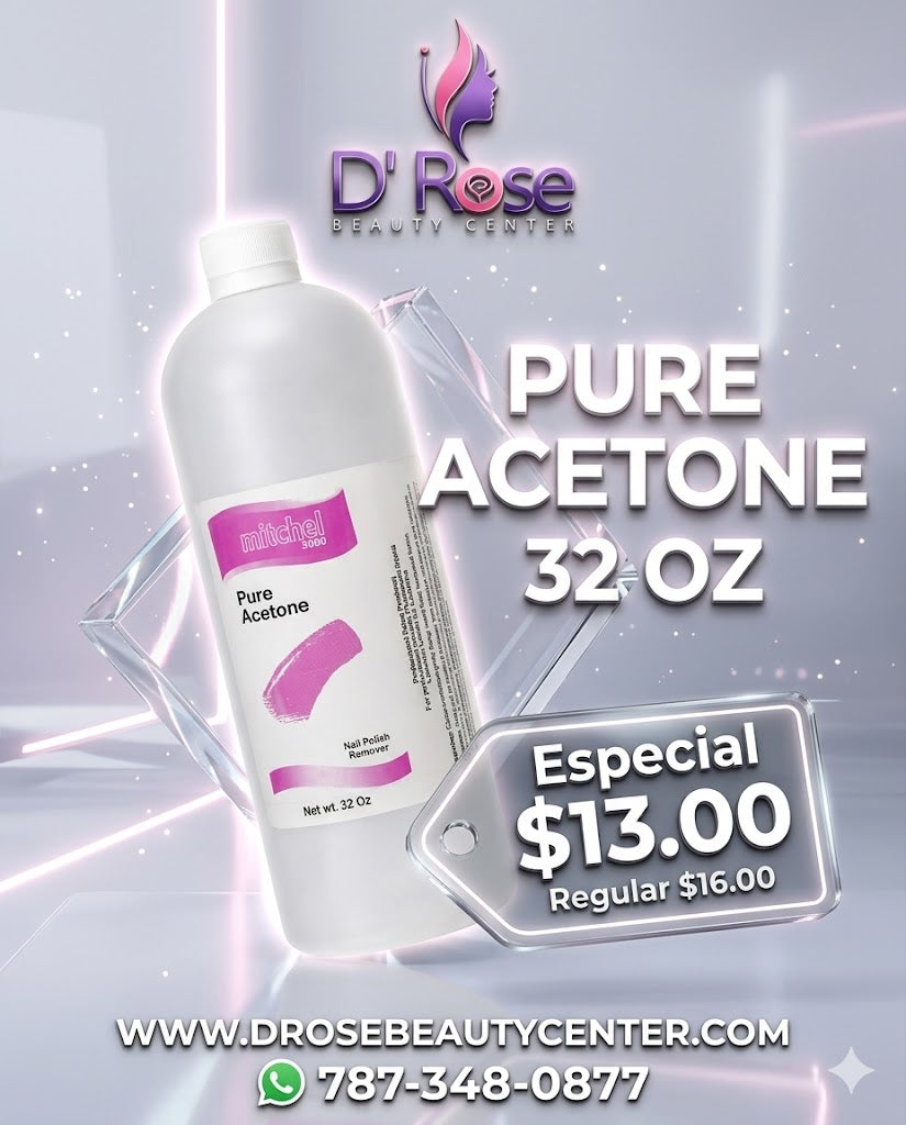 Mitchel 3000 Pure Acetone 32 oz Removedor de Esmalte para Uñas de Uso Profesional