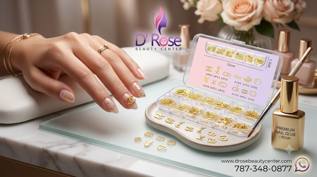 Spiral Kit de Diseños Dorados 3D para Nail Art 12 Compartimientos NSB0203