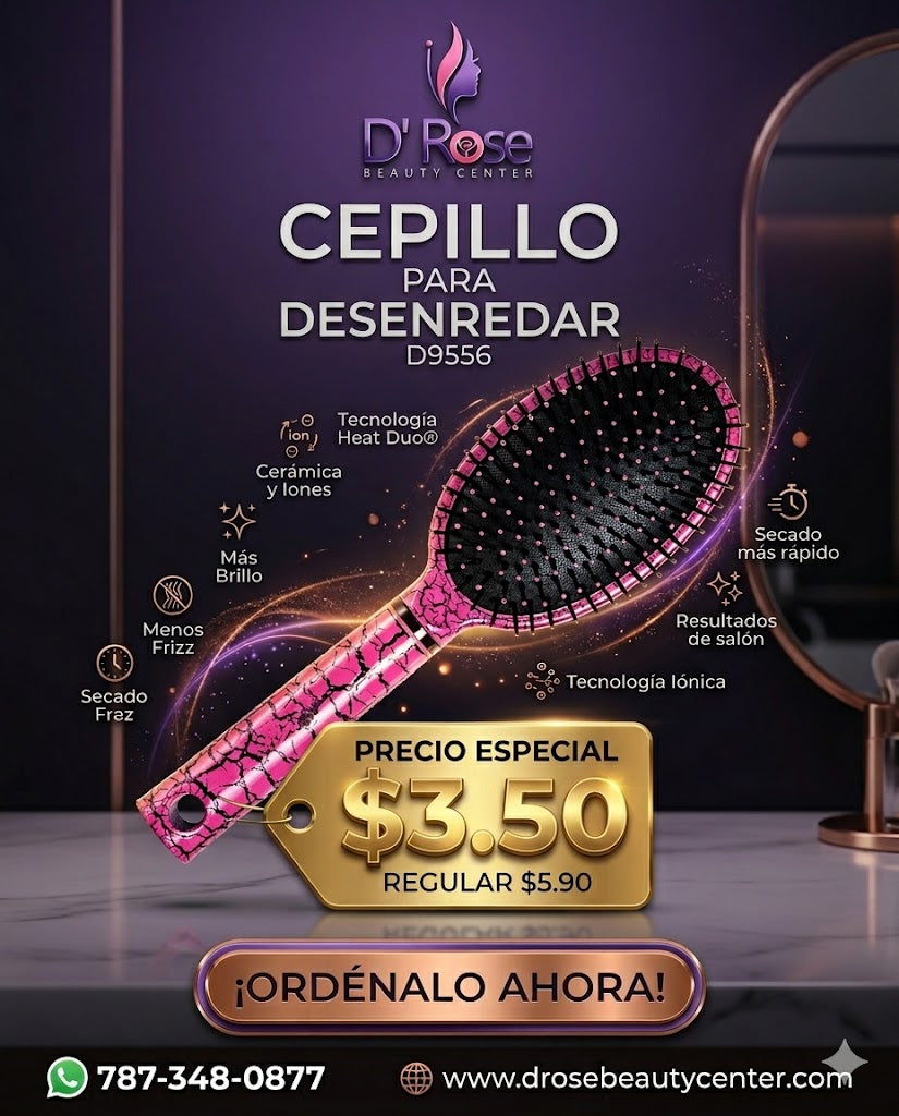 Diane Pink Crackle Oval Paddle Brush D9556 para Desenredar Todo Tipo de Cabello