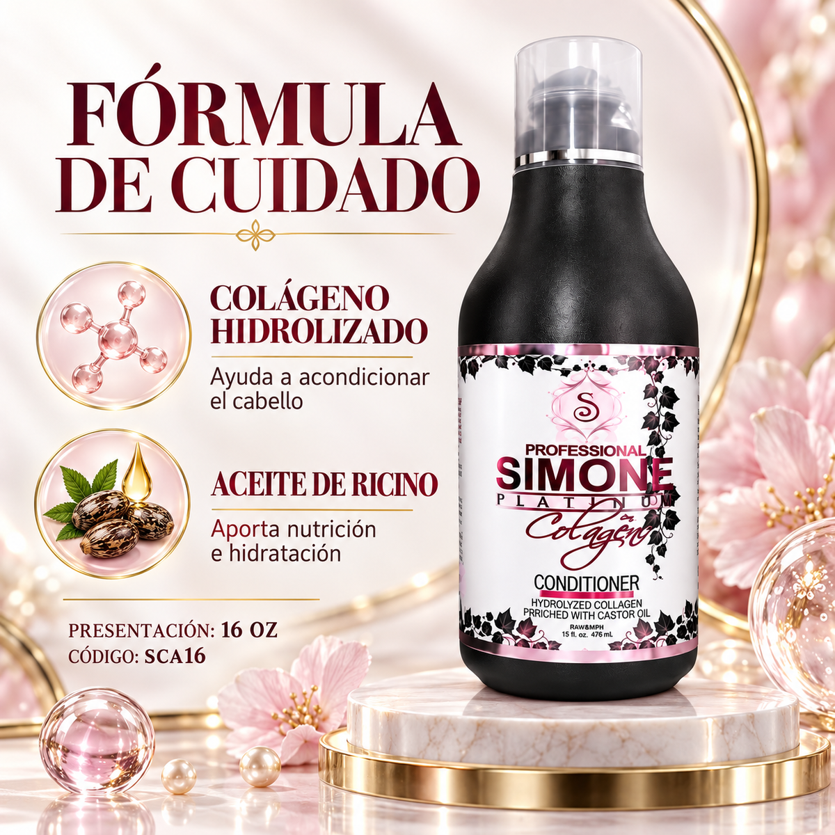 Simone Professional Platinum Collagen Acondicionador 16 oz