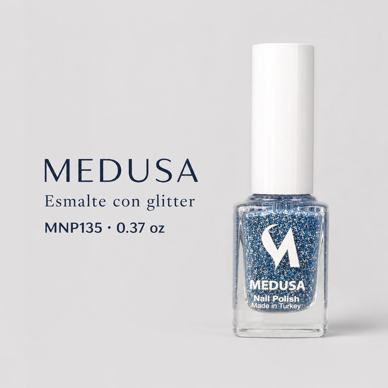 Medusa Esmalte con Glitter Azul y Plateado 0.37 oz – MNP135