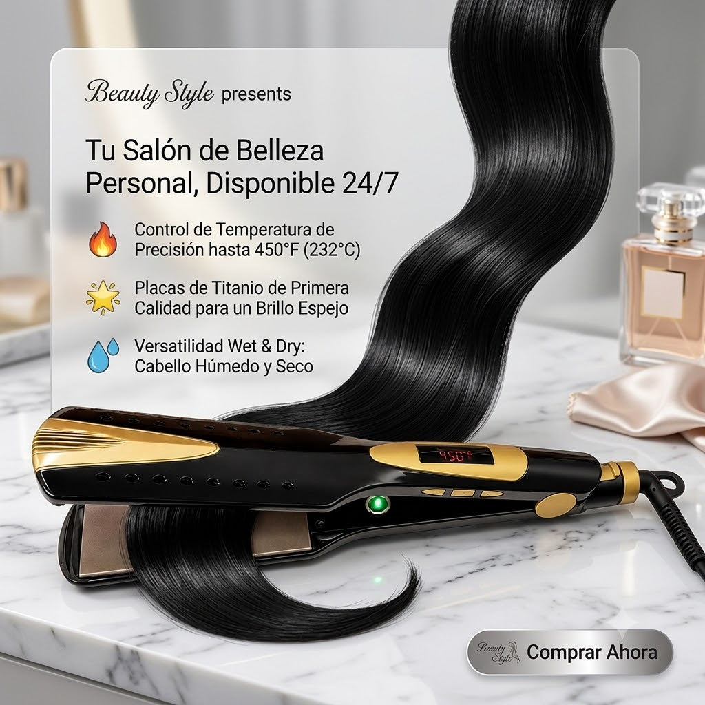 Beauty Style Plancha Pro Styler Gold Titanium Wet & Dry 2” 450°F 0904120