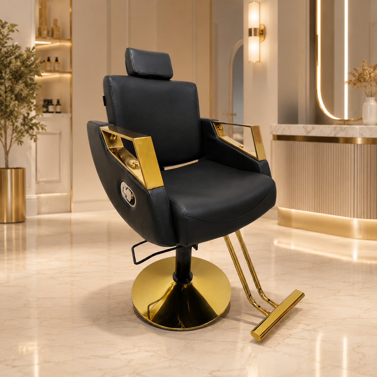 Silla Astrid Beauty Style 2539281 Reclinable Negra y Dorada