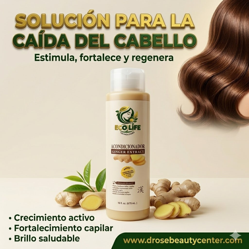 🌿✨ ACONDICIONADOR ANTICAÍDA ECOLIFE GINGER EXTRACT 16oz – HIDRATACIÓN + CRECIMIENTO CAPILAR 💆‍♀️🔥
