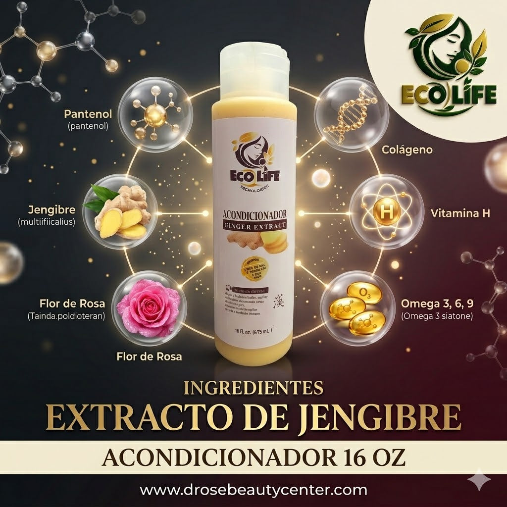 🌿✨ ACONDICIONADOR ANTICAÍDA ECOLIFE GINGER EXTRACT 16oz – HIDRATACIÓN + CRECIMIENTO CAPILAR 💆‍♀️🔥