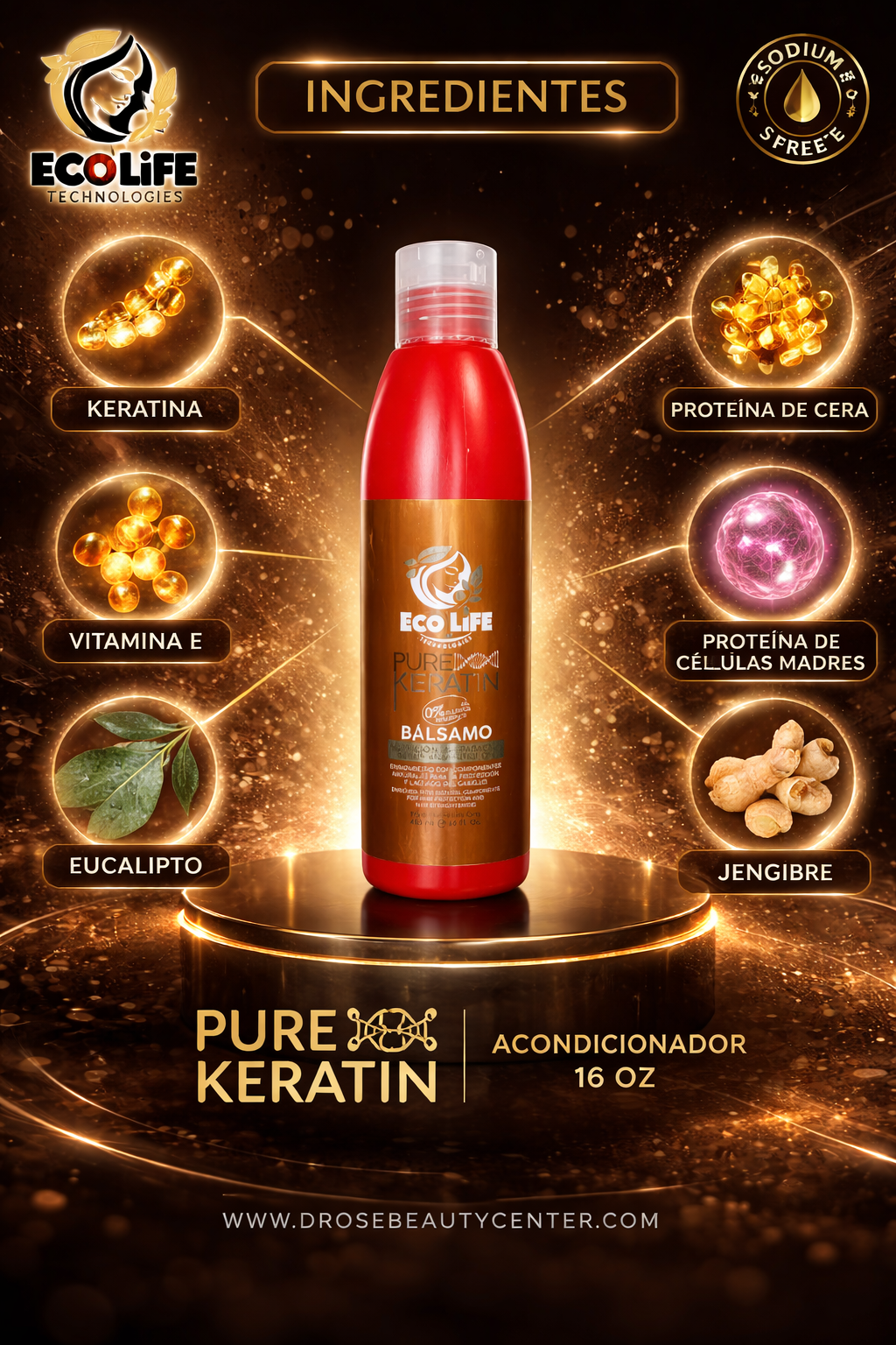 ✨ Pure Keratin Acondicionador 16oz – Hidratación Profesional que Repara y Suaviza ✨