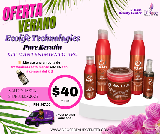✨ Ecolife Technologies – Pure Keratin Kit de Mantenimiento 5PC + Ampolla Gratis