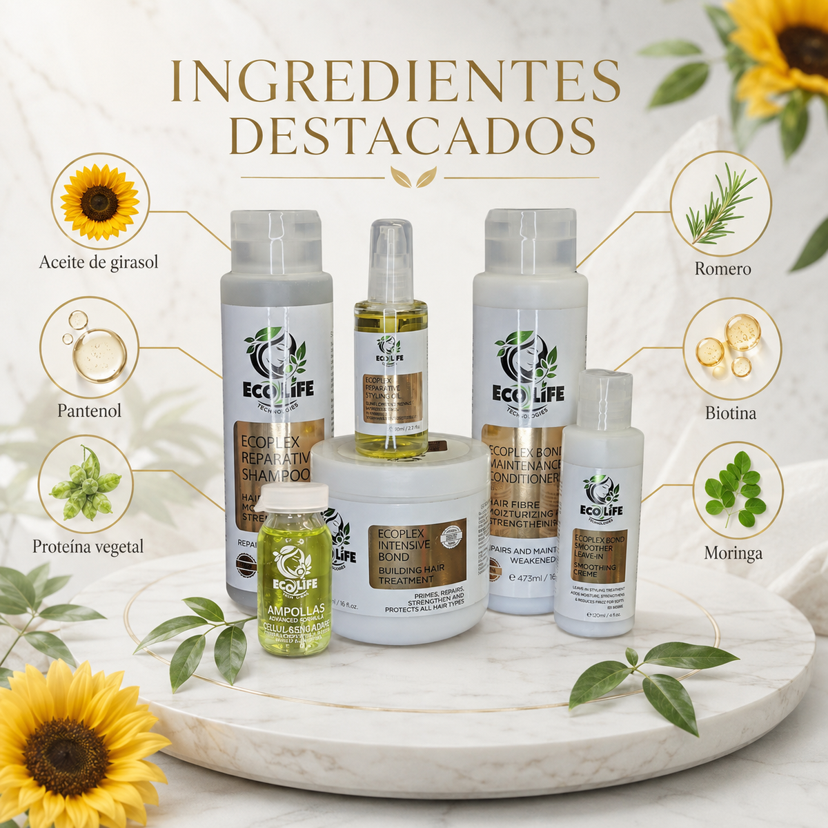 ECOLIFE ECOPLEX Kit de Mantenimiento Capilar 5PC + Ampolla Gratis