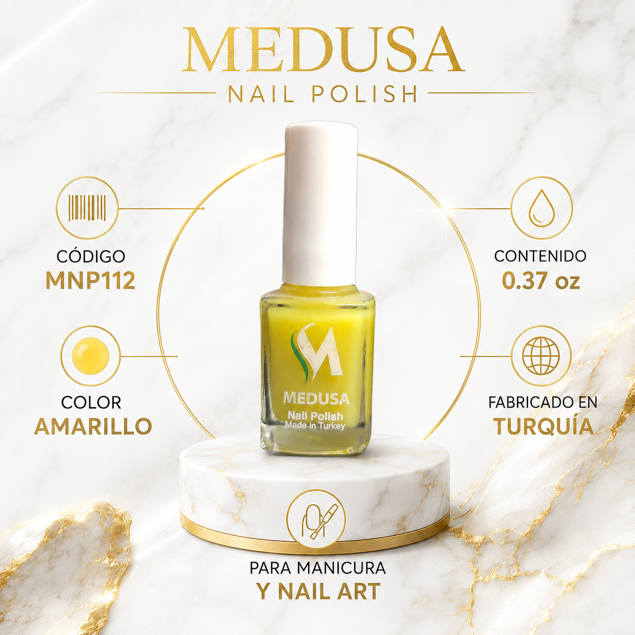 Esmalte Amarillo Medusa Nail Polish MNP112 0.37 oz