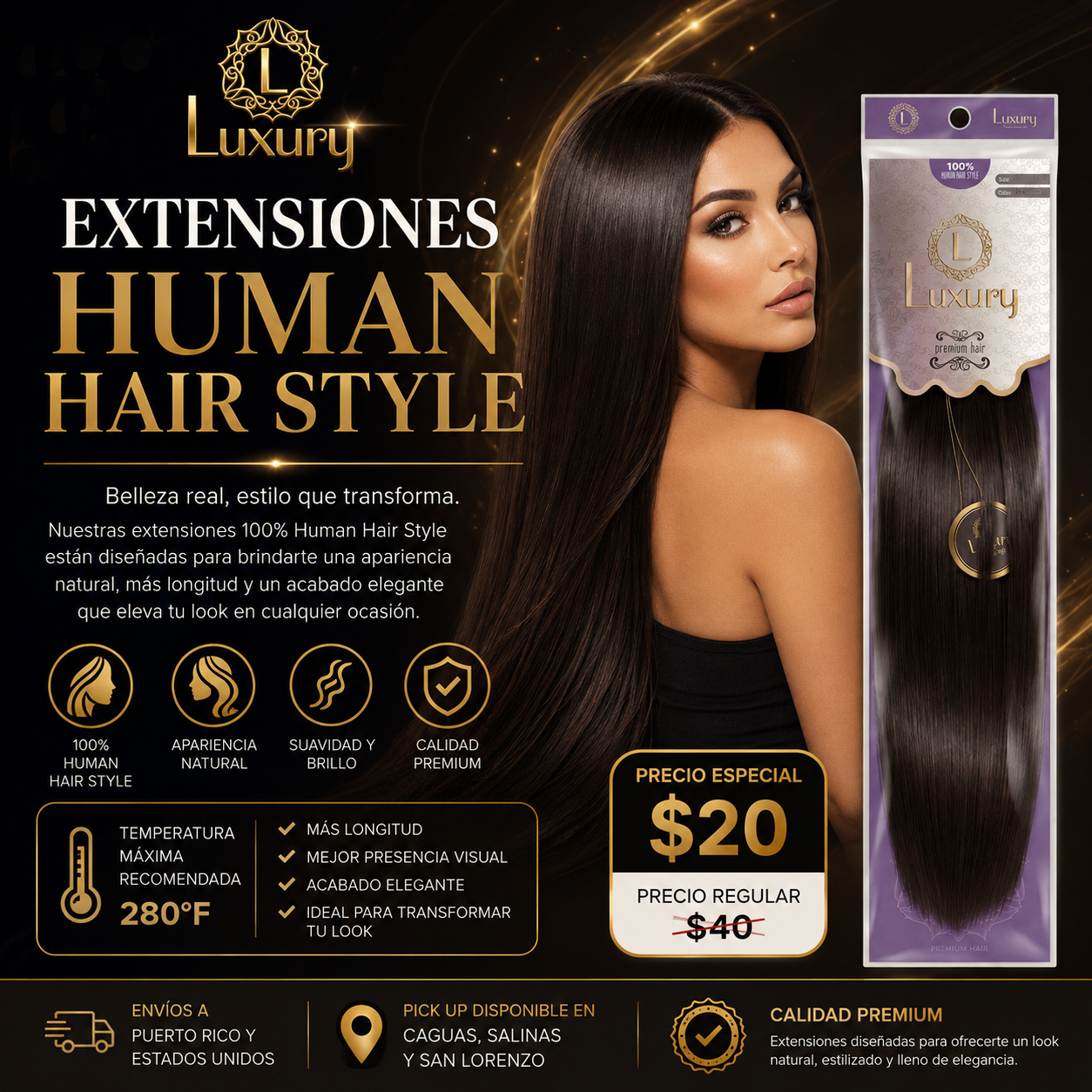 Luxury Human Hair Style Extensión de Cabello Color 12CS 18"