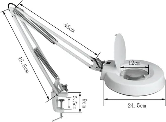 Ikonna Lupa con Luz Led para Estetica Color Blanco de Mesa o Camilla FS-206C