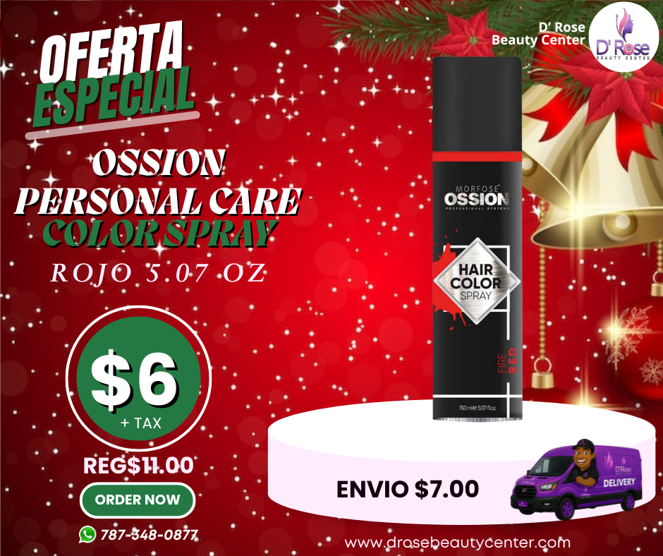 🔴 OSSION Hair Color Spray RED (5.07oz) | Fire Red: Color Temporal de Alto Impacto