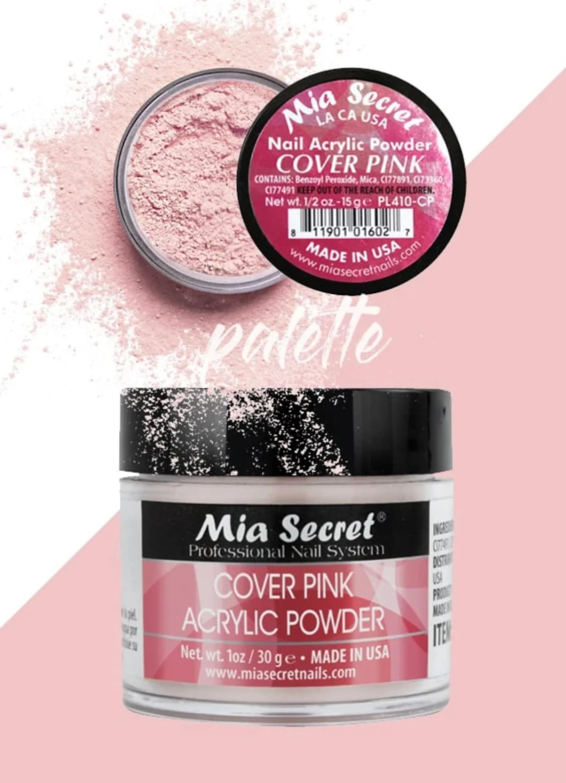 💖 Mia Secret® Cover Pink Acrylic Powder 1/2 oz (PL410-CP) – Acrílico Cover Profesional para Baby Boomer y Estructuras Nude